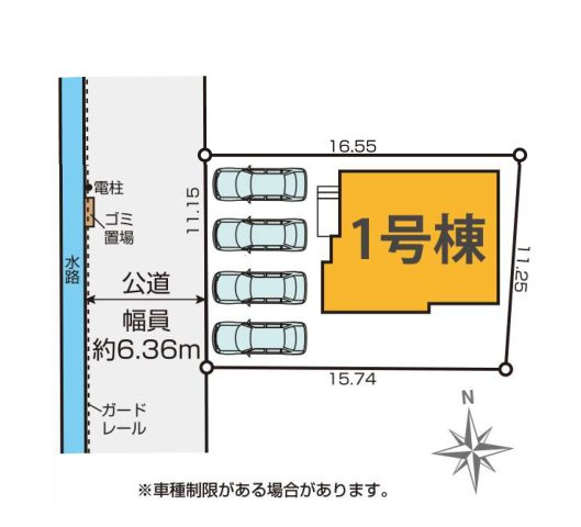 熊本市西区城山大塘2丁目第1-1棟（1号棟）　の区画図|配置図（1号棟）