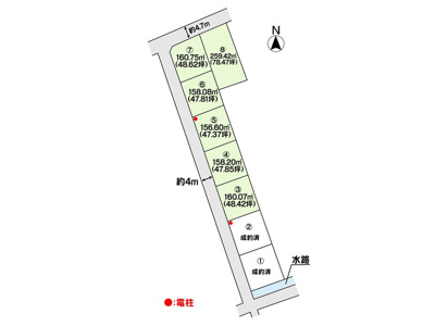 【区画図】 | 土地　玉島八島　全8区画 | 土地区画図になります。