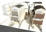 市川市新井１丁目　新築戸建て　全６棟の外観パース