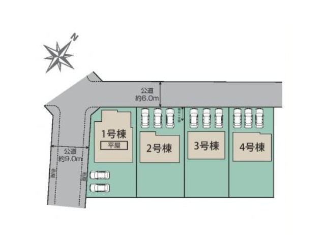 【区画図】 | 入間郡越生町越生東６丁目　全４棟　４号棟 | 4号棟