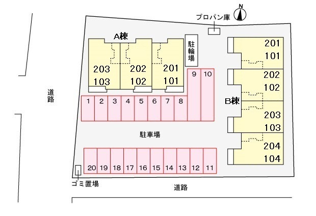 サンヴェール大芝Aの区画図