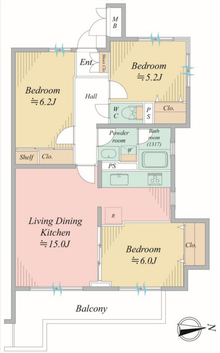 大倉山ヒルズE棟【仲介手数料無料】の間取り