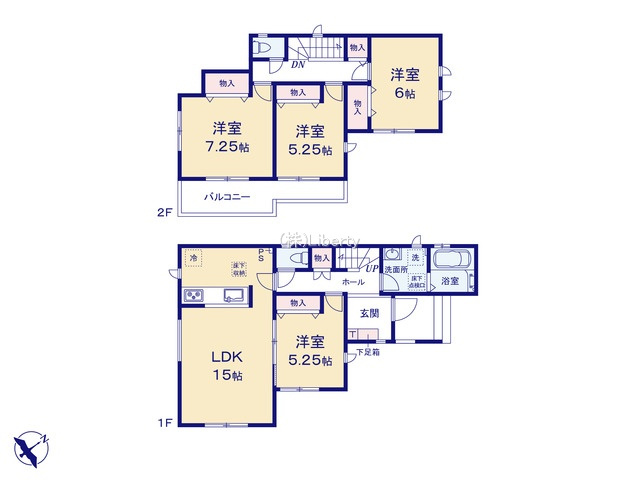 小美玉市栗又四ヶ2432番　新築戸建の区画図