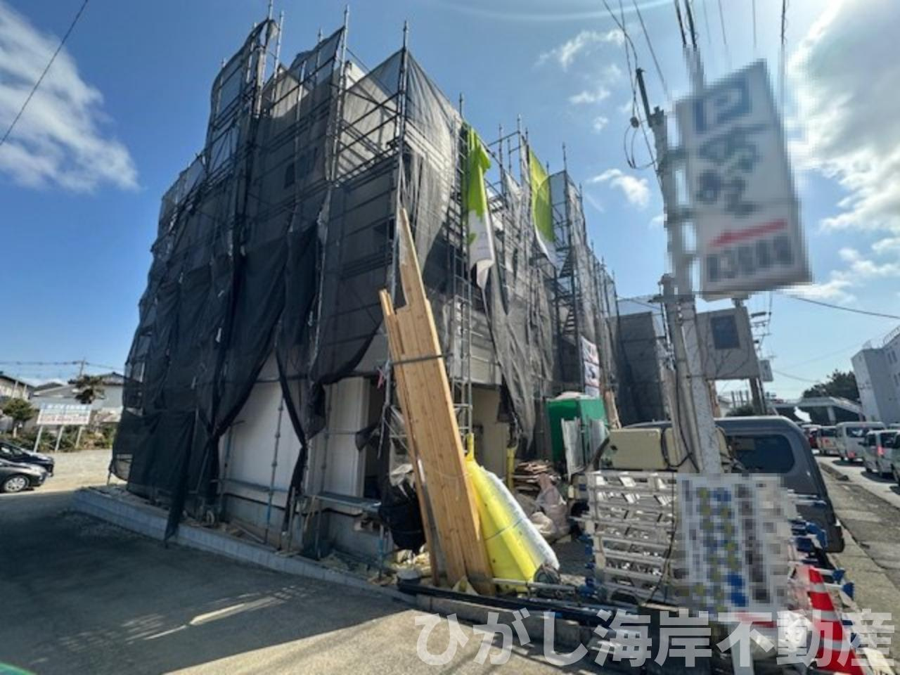 茅ヶ崎市柳島海岸　新築戸建　全６棟の外観|12月5日撮影　建築中　現地外観