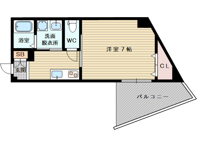 1Kのお部屋です