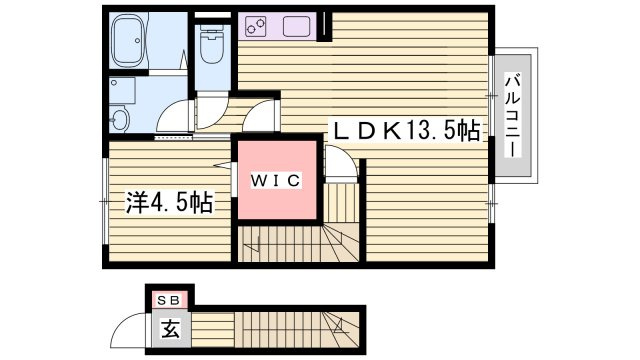姫路市四郷町東阿保のハイツの間取り