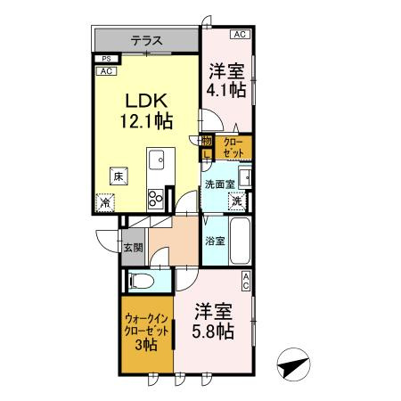 武蔵野市関前５丁目のアパートの間取り