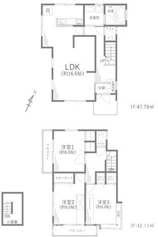 茅ヶ崎市柳島海岸　中古戸建の間取り|全居室2面採光　３LDKです。