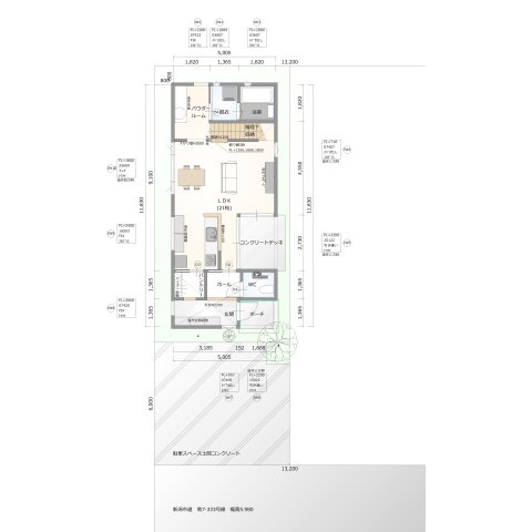 中央区姥ケ山2丁目　土地　の土地図＋建物プラン例|※参考プランです