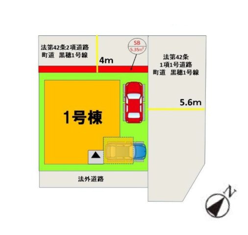 糟屋郡宇美町桜原3丁目第6-1棟（1号棟）の区画図|配置図