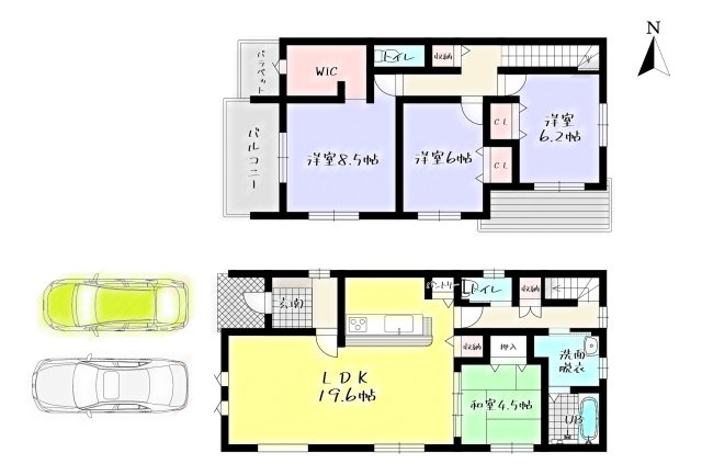 ーBloomーブルームー小倉北区赤坂4丁目1期　【小倉北区　新築戸建て】の間取り|ーBloomーブルームー小倉北区赤坂4丁目1期　【小倉北区　新築戸建て】