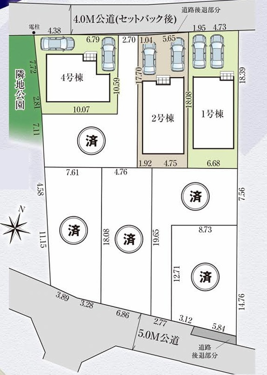 仲介手数料無料　GRAFARE 東村山市恩多町２６期　全８棟　の区画図
