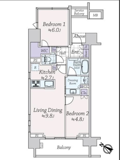 【間取り】 | ★仲介手数料無料★シティハウス南麻布一丁目（閑静な高級住宅街　新規リノベーション済み）