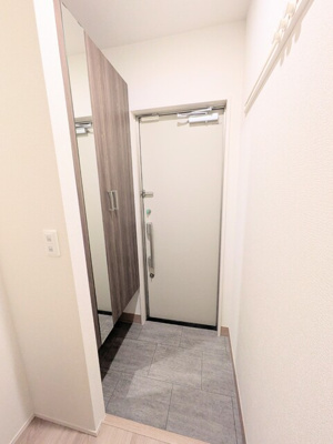 鏡付きの靴箱