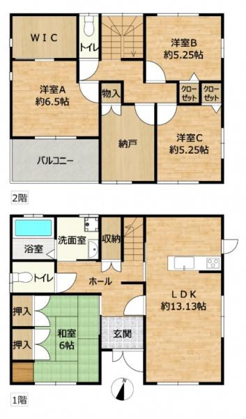 出雲市大社町中荒木の中古一戸建の間取り