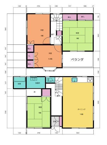岩出市西国分　中古戸建の間取り