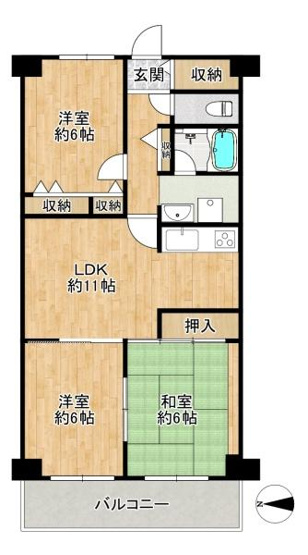 【間取り】 | 八戸ノ里ニュースカイハイツ　中古マンション