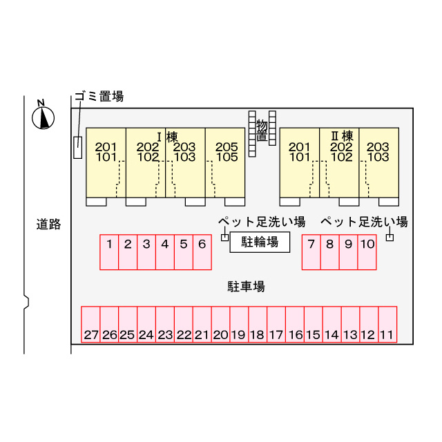 各務原市那加前洞新町３丁目のアパートの駐車場
