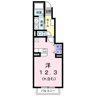 【間取り】 | フィオーレＡ　1KT