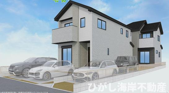茅ヶ崎市東海岸南4丁目　新築戸建　全２棟の外観パース|イメージパスですので実際のものと多少異なり