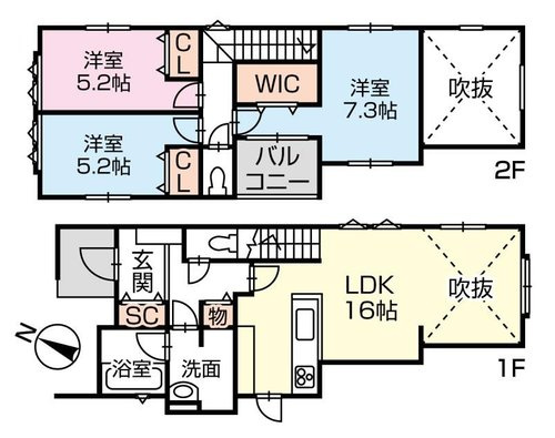 【間取り】 | 駿河区中吉田　新築戸建　全1棟 | 使い勝手の良い3LDK♪お子様の成長に合わせて使うお部屋を選べます♪