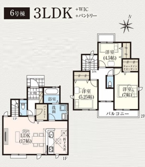 【間取り】 | 立川市柏町4丁目　6号棟　仲介手数料無料 | ３LDK＋WIC＋パントリー
