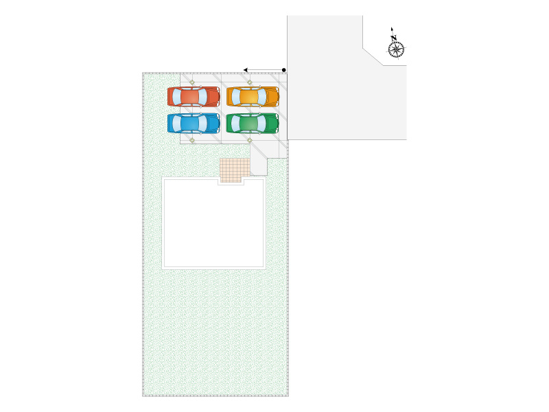 【館林市朝日町2期9区画　8号棟　区画図】
敷地面積282.88㎡(85.57坪)
建物面積108.89㎡(32.93坪)
4台駐車可能！！
南北に広い敷地で南側に広～いお庭があります！