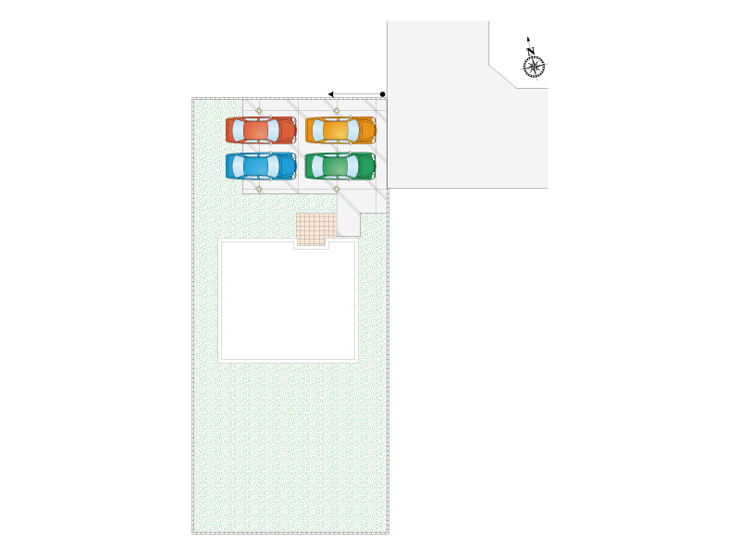 【館林市朝日町2期9区画　8号棟　区画図】
敷地面積282.88㎡(85.57坪)
建物面積108.89㎡(32.93坪)
4台駐車可能！！
南北に広い敷地で南側に広～いお庭があります！