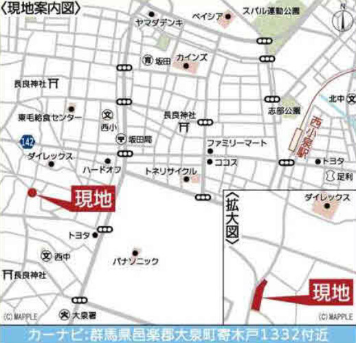 【新築】大泉町寄木戸第17　５号棟(全５棟)　クレイドルガーデン　新築建売分譲の地図