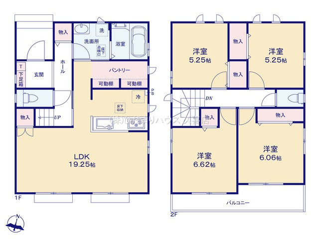 久喜市青毛１丁目6番　新築一戸建て　Cの間取り|キッチン用品やストック、日用品などたっぷり収納できるパントリー付き♪