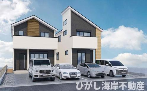 茅ヶ崎市柳島2丁目　新築戸建　全２棟の外観パース|イメージパスですので実際のものと多少異なります
