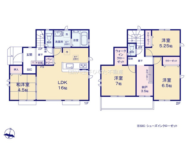『八王子市新築戸建て』八王子市石川町1458【仲介手数料無料】　７期の間取り|～仲介手数料無料☆八王子ひなた不動産～　八王子市石川町　新築戸建て