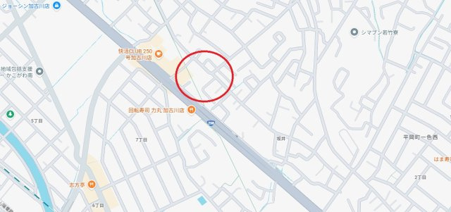 加古川市野口町長砂の地図