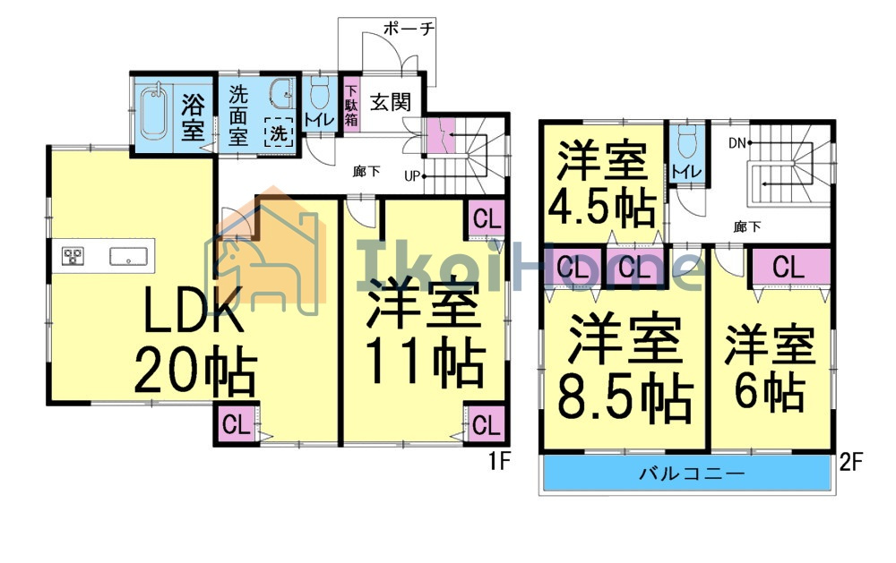 神戸市西区狩場台2丁目　中古戸建の間取り|【ホームページに現地動画掲載中】●年中無休：当日予約可●南向きLDK20.5帖！ワイドバルコニー完備
