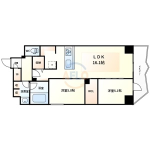 コンフォリア・リヴ谷町四丁目　中大江小学校区の間取り|コンフォリア・リヴ谷町四丁目　間取り
