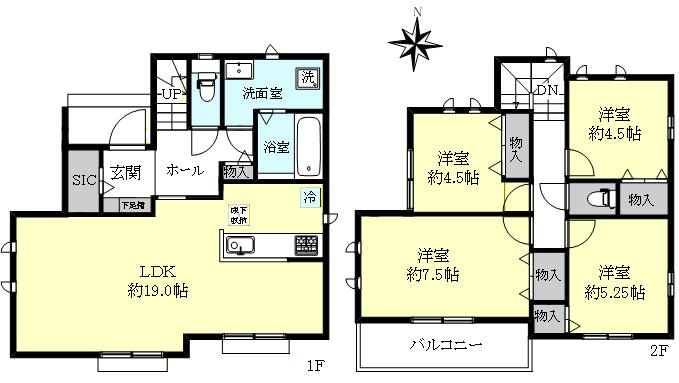明石市大久保町高丘1丁目新築戸建A号棟の間取り