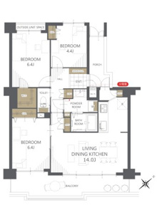 【間取り】シャンティーあやめ池 