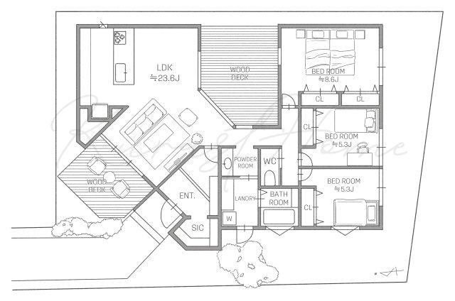 京都市西京区上桂大野町　新築戸建の間取り
