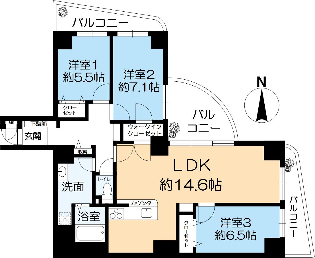 グランフェルティ本山の間取り