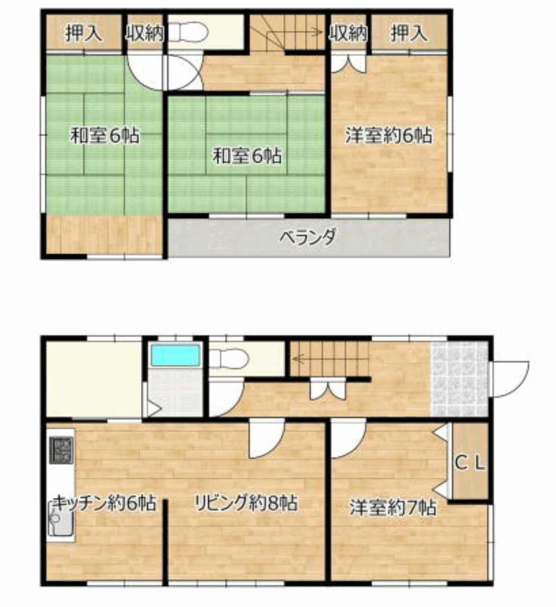 宇都宮市清原台 中古戸建の間取り|4LDK+カースペース4台