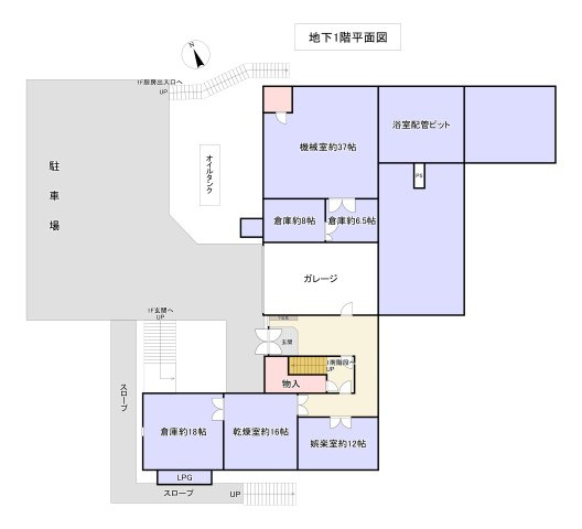 西伯郡伯耆町金屋谷　大山別荘(保養所）の間取り|B1F間取図