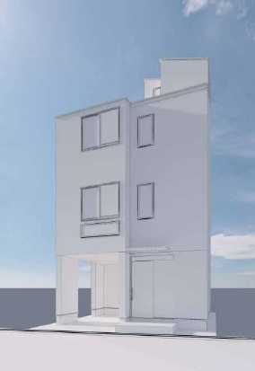 【外観パース】 | 荒川区荒川２丁目　新築戸建て | やわらかな光に照らされ、住まいがそっと息づくような外観