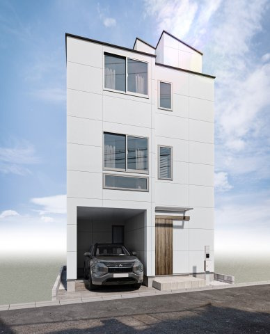 【外観パース】 | 荒川区荒川２丁目　新築戸建て | 街並みに自然と溶け込みながらも、上質な品格を漂わせる佇まい