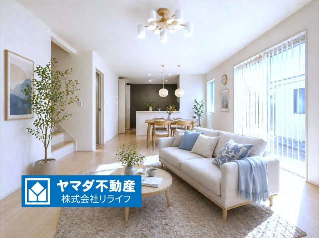 リーブルガーデン　各務原市川島小網町第２　全４区画分譲の居間・リビング|※家具はCGによるイメージ　リビング別角度です。