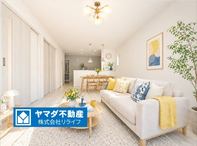 リーブルガーデン　各務原市川島小網町第２　全４区画分譲の居間・リビング|※家具はCGによるイメージ　明るい日差しをふんだんに取り込んだリビングダイニングは家族の笑顔につつまれた素敵な空間になります。