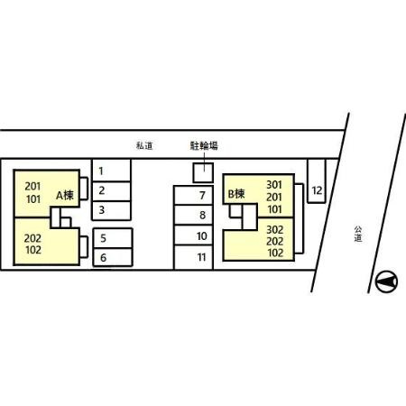 ＺＯＮＥ亀城　Ａの区画図