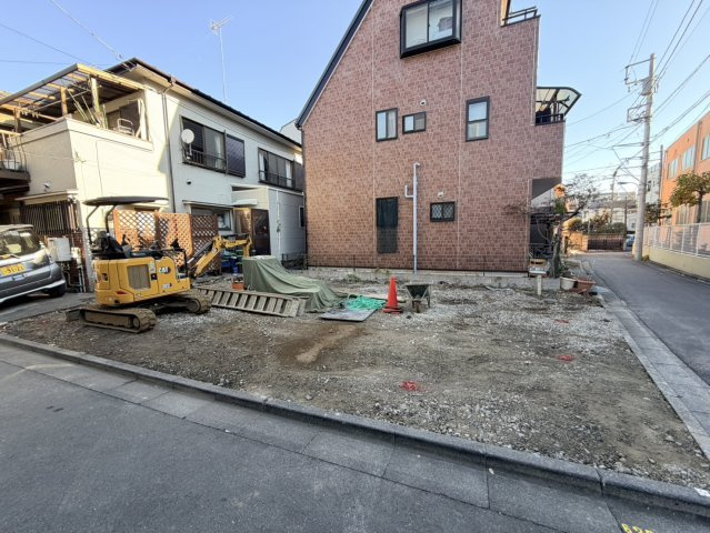【成約済】北区神谷3丁目　新築戸建の前面道路含む現地写真