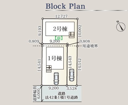 【新築戸建】札幌市北区新琴似五条12丁目2棟の区画図