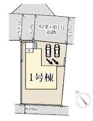【区画図】 | 旭区中白根1丁目 全1棟 | 北東側6.2m道路　カースペース並列で２台（車種による）