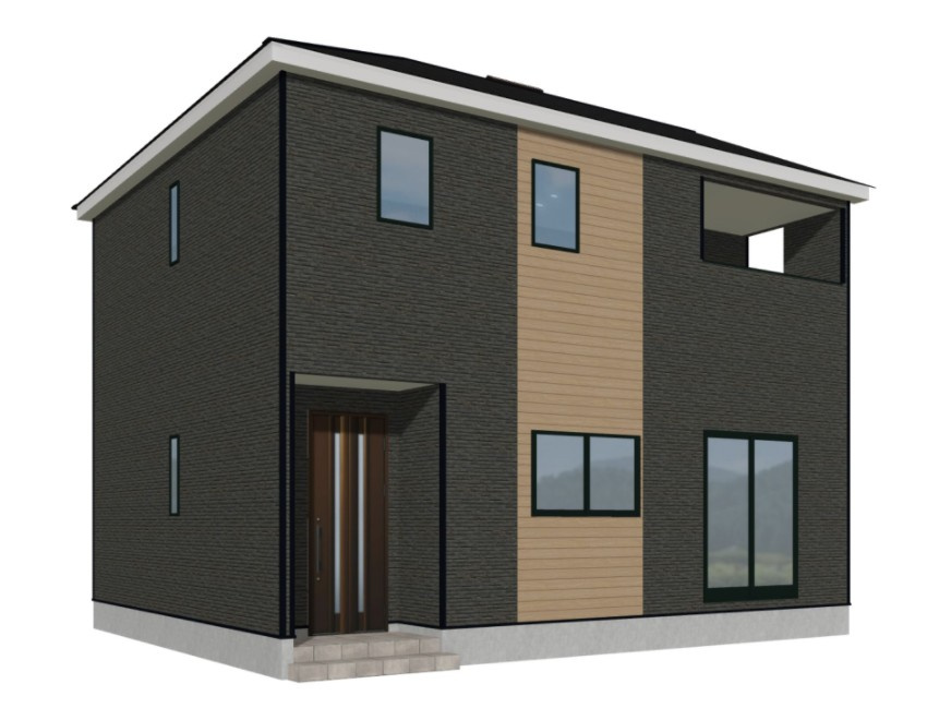 山形市東青田第3【新築建売住宅】1号棟の外観パース|1号棟完成予想図！早期予約受付中です！